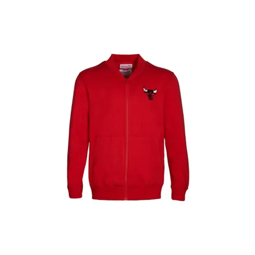 Mitchell & Ness Embroidery Basketball Plus Fleece Jacket Coat Red Unisex