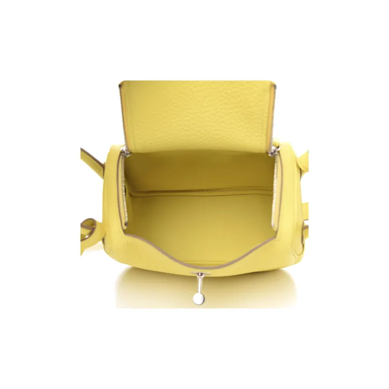 HERMES Lindy Taurillon Clemence Leather Handbag Shoulder Bag Crossbody Bag Mini Women's 9R Lime Lemon-3