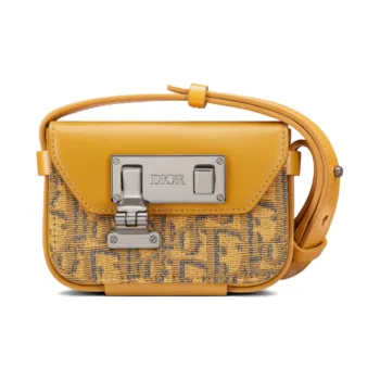 DIOR Lock Smooth Cow Leather Clutch, Shoulder Bag, Crossbody Bag Mini Men's Gold