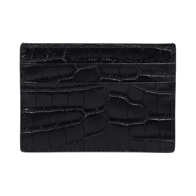 VERSACE Leather Card Holder Wallet Card Clip Regular Men's Black-2
