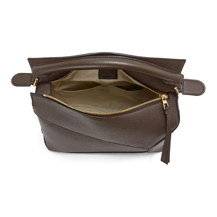 LOEWE Goatskin Geometric Bag Handbag Shoulder Bag Crossbody Bag Medium Size Women's Taupe-3