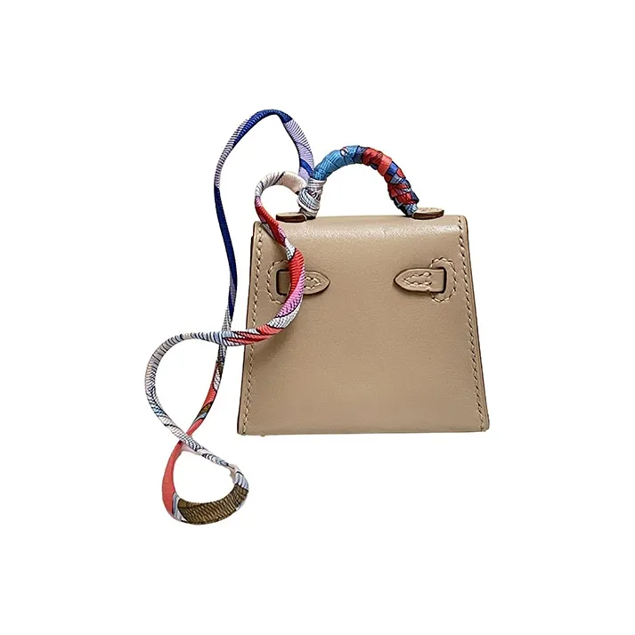 HERMES Kelly Twilly Tadelakt Calfskin Handbag Women's Argile/Bleu Jean/Rose Extreme Clay/Denim Blue/Ultra Pink-2