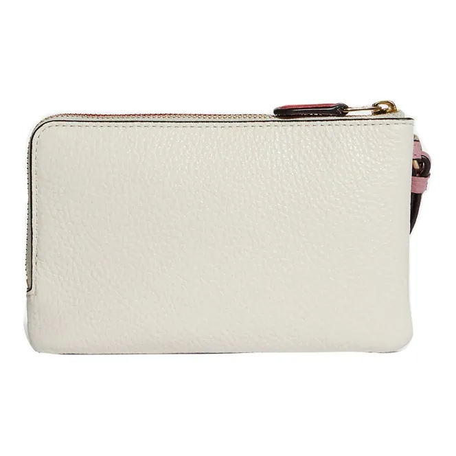 COACH Wristlet Leather Wallet Handheld Wrist Bag Small Size Women's Red & White-2