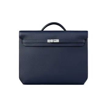 HERMES Kelly Depeches Evercolor Leather Handbag Men's Midnight Blue