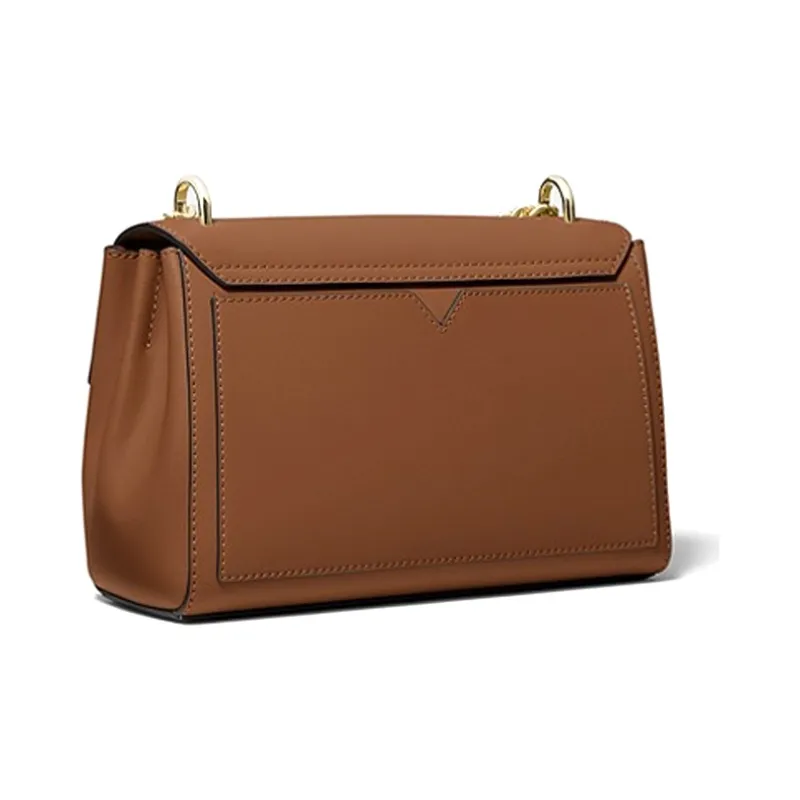 MICHAEL KORS Lita Leather Handbag, Crossbody Bag Medium Size Women's Brown-1