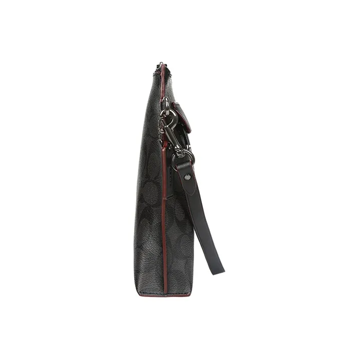 COACH Pouch Coated Canvas With Smooth Leather Wrist Bag Clutch Tubas Men's Charcoal Black Monogram-3