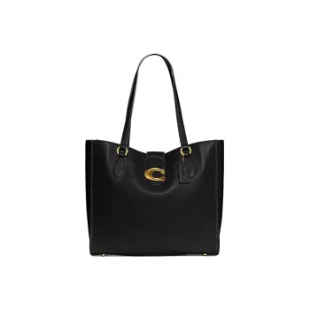 COACH Cow Leather Tote Bag, Shopping Bag, Shoulder Bag Women's Black