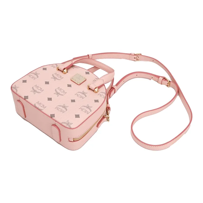 MCM Essential Visetos Origina Leather Shoulder Bag, Crossbody Bag, Handbag Mini Women's Pink-3