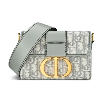 DIOR 30 Montaigne Collection Jacquard With Leather Box Bag, Shoulder Bag, Crossbody Bag Women's Gray