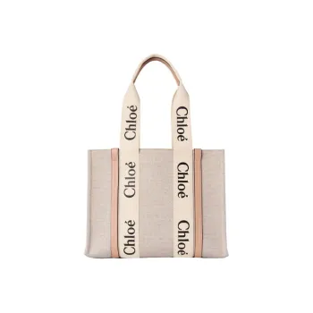Chloe Woody Cow Leather One Shoulder Handbags Women's Beige/Desert Rose