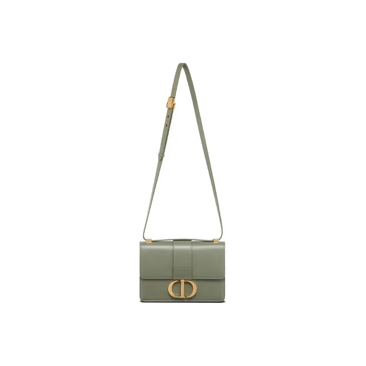 DIOR 30 Montaigne Collection Smooth Cow Leather Box Bag, Shoulder Bag, Crossbody Bag Women's Pine Green Color-4