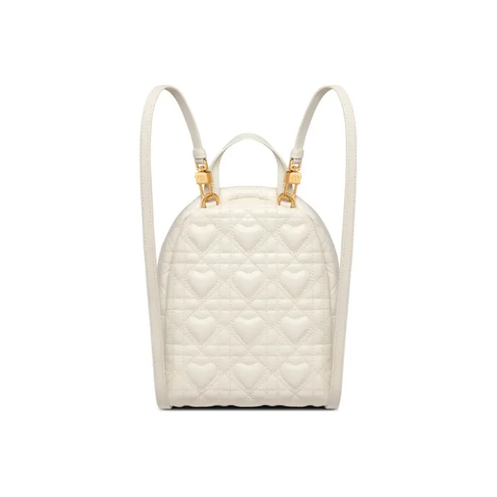 DIOR Sheepskin Backpack Mini Women's White-3