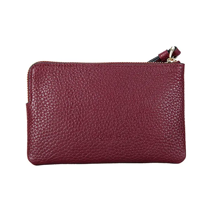 COACH Corner Zip Leather Coin Purse, Clutch Wrist Bag Trumpets Women's Burgundy-1
