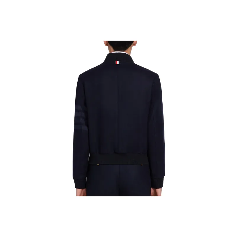 THOM BROWNE Tonal 4 Bar Flannel Blouson Jacket-1
