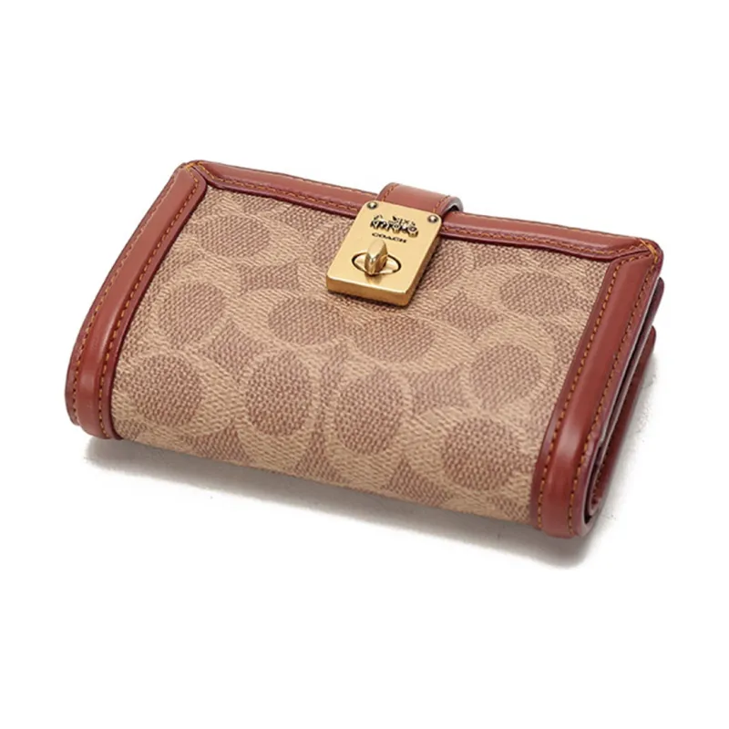 COACH Hutton Leather Handheld Wallet Regular Women's Rusty Brown-5