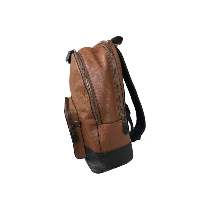 COACH West Litchi Grain Leather Backpack Large Size Men's Dark Brown-1
