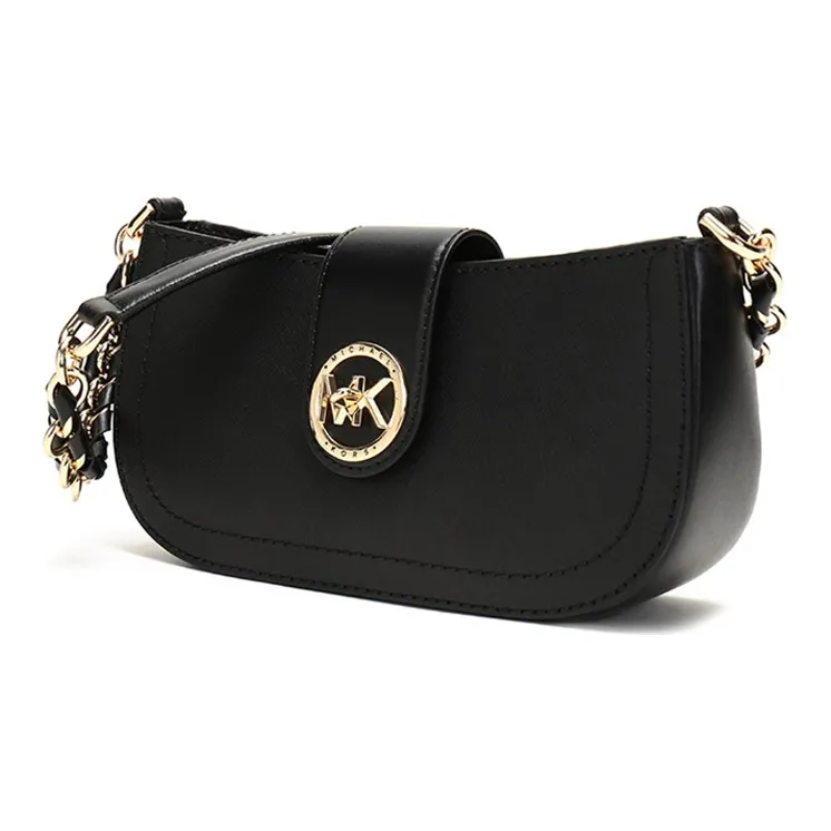 MICHAEL KORS Carmen Leather Crescent Moon Bag Shoulder Bag Women's Black-1