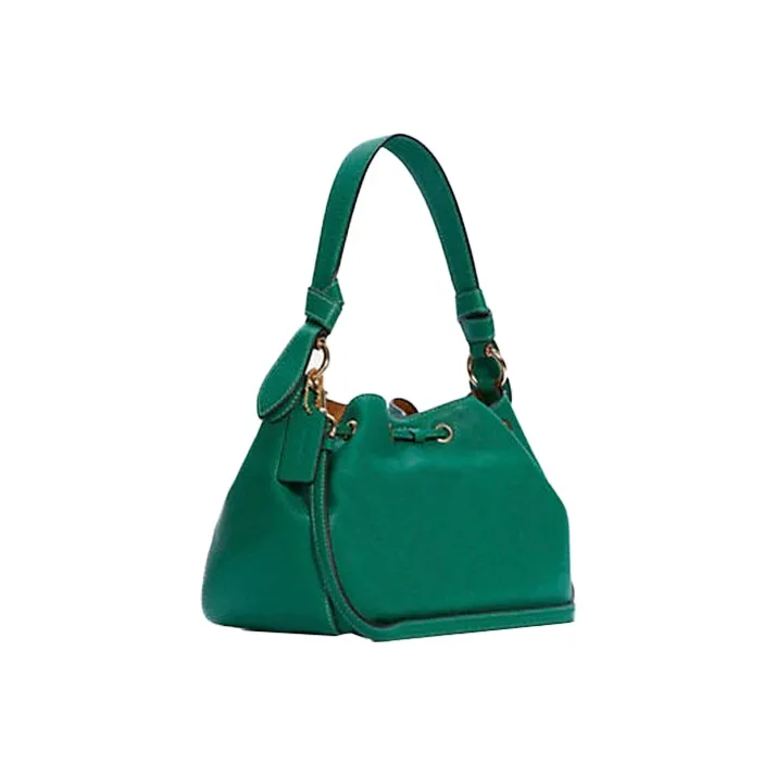 COACH Leather One Shoulder Crossbody Bag Crossbody Bag Bucket Bag Handbag Regular Women's Emerald Green-1