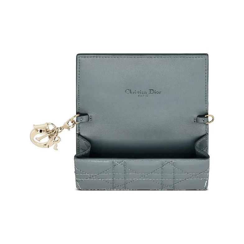 DIOR Lady Dior Patent Leather Cow Leather Handbag Shoulder Bag Women's Cloud Blue-3
