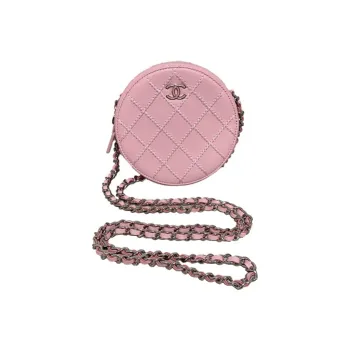 CHANEL Calfskin Round Bag One Shoulder Crossbody Women's Pink