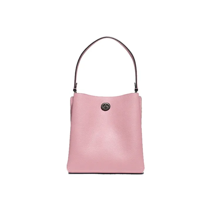 COACH Pebbled Leather Bucket Bag, Handbag, Shoulder Bag, Crossbody Bag Small Size Women's Pink-1
