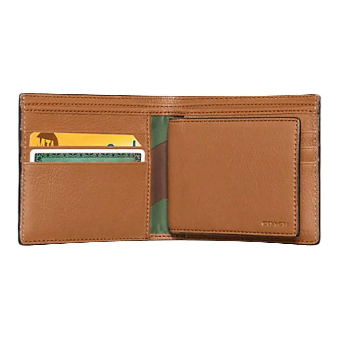 COACH 3 IN 1 Wallet Solid Color Leather Wallets Card Holders Men's Saddle Brown-1