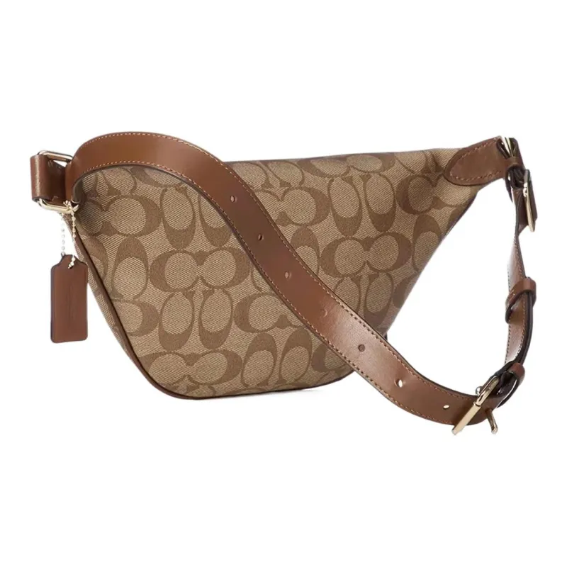 COACH Coated Canvas With Leather Sling Bag, Shoulder Bag, Crossbody Bag, Fanny Pack Tubas Unisex Brown-2
