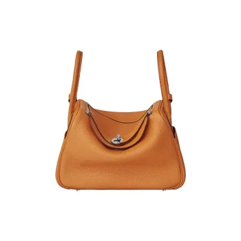 HERMES Lindy Cow Leather Handbag Women's Apricot Yellow