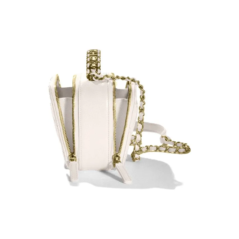CHANEL Shiny Calfskin Camera Bag, Trunk Bag, Handbag Women's White-2