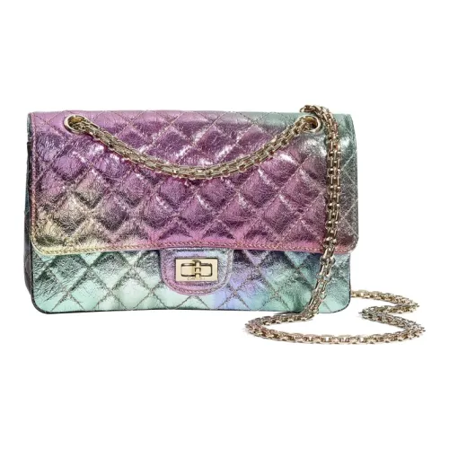CHANEL 2.55 Sheepskin With Bright Gold Metal Shoulder Bag Women's Multicolor
