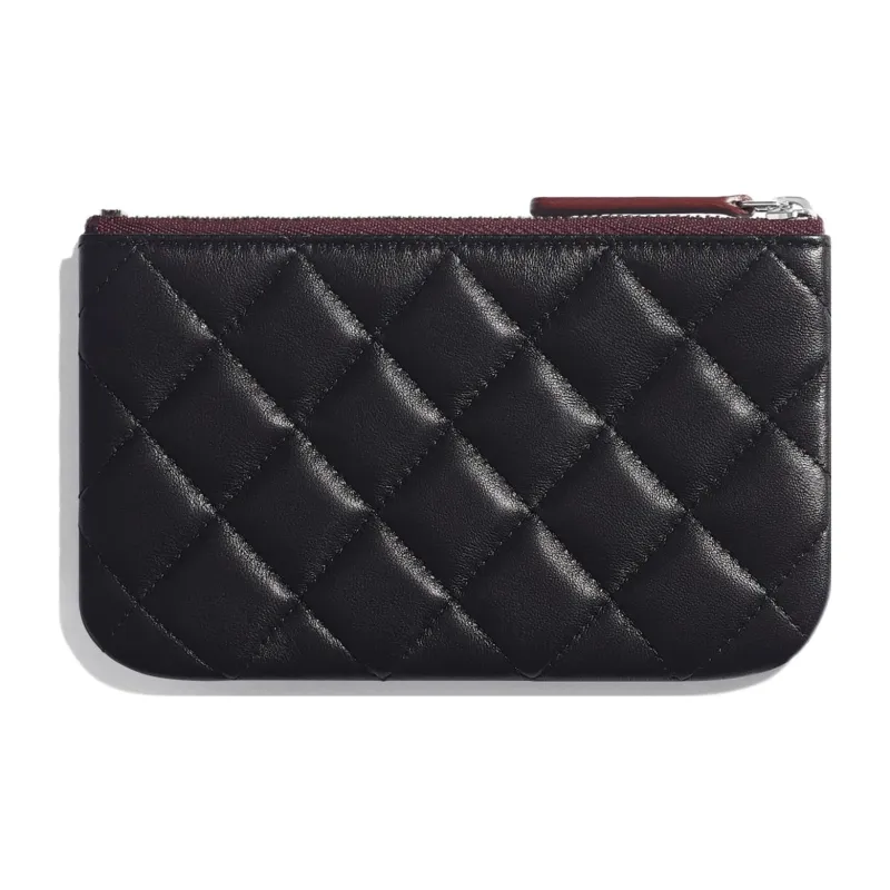 CHANEL Lambskin Coin Purse Pouch Clutch Unisex Black-2