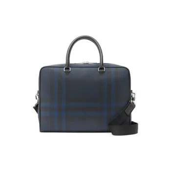 Burberry Leather Handbag Shoulder Bag Crossbody Bag Briefcase Men's Marine Blue