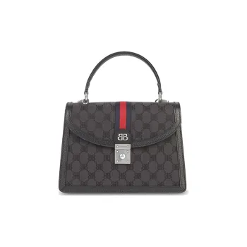 Balenciaga GUCCI Collaboration Canvas Leather Briefcases Small Size Women's