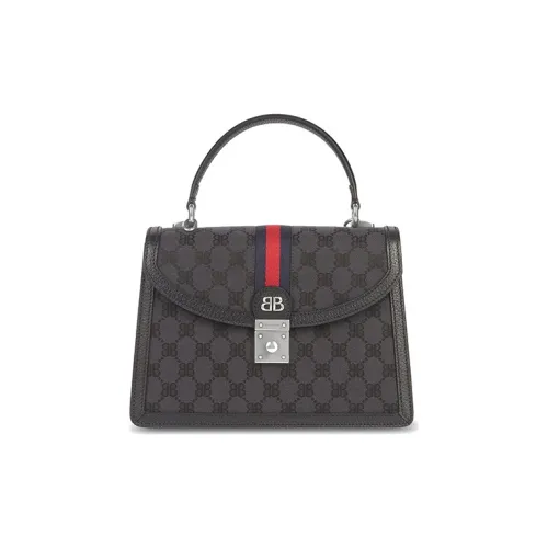 Balenciaga GUCCI Collaboration Canvas Leather Briefcases Small Size Women's