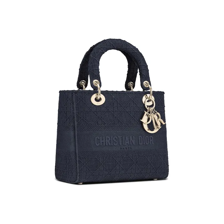DIOR Lady Dior Metal Daisie Bag Handbag Shoulder Bag Crossbody Bag Medium Size Women's Dark Denim Blue-1
