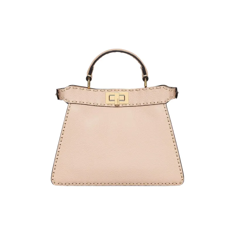 FENDI Peekaboo ISeeU Cow Leather Shoulder Bag, Crossbody Bag, Handbag Small Size Women's Pink-0