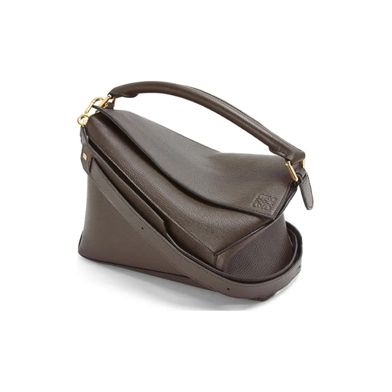 LOEWE Goatskin Geometric Bag Handbag Shoulder Bag Crossbody Bag Medium Size Women's Taupe-1