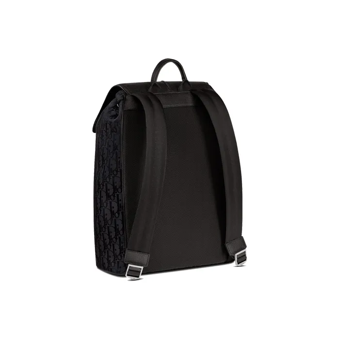 DIOR D-Motion Technical Fabric Grained Cow Leather Patchwork Backpack Regular Men's Black-3