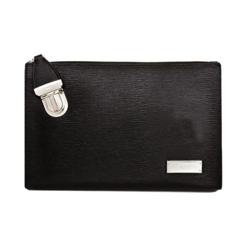 BALLY Cow Leather Clutch Regular Men's Black-0