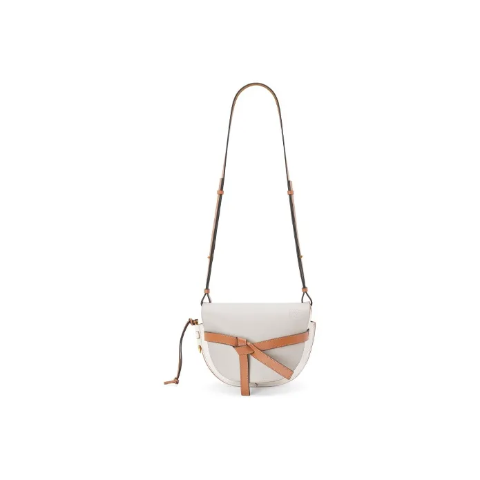 LOEWE Gate Calfskin Crossbody Handbag Shoulder Bag Women's White-3
