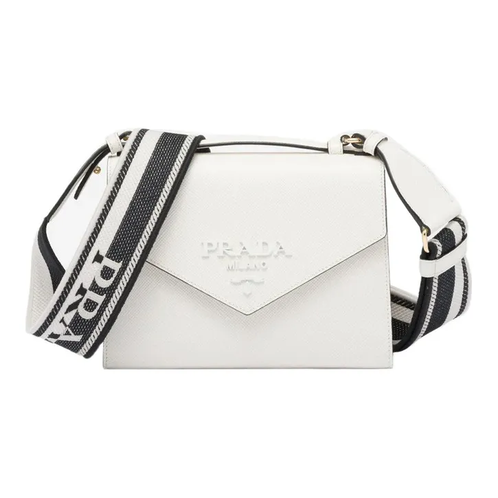 PRADA Saffiano Leather Handbag Shoulder Bag Crossbody Bag Women's White-0