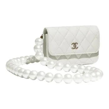 CHANEL Calfskin Coin Purse Chain Bag, Pochette, Shoulder Bag, Handbag, Shoulder Bag, Crossbody Bag Women's White