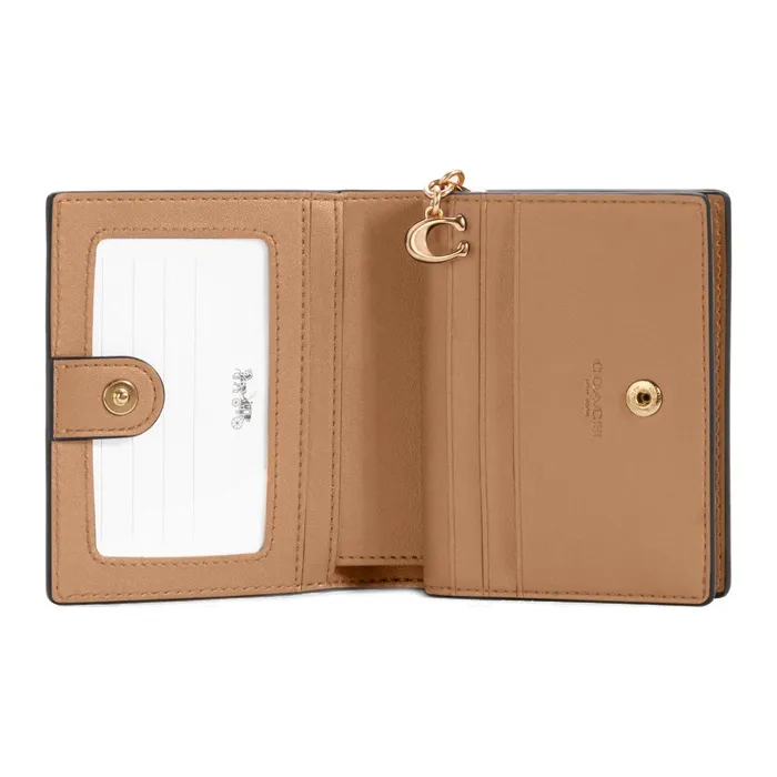 COACH Snap Wallet Canvas With Leather Card Holder Wallet Women's Ecru-3