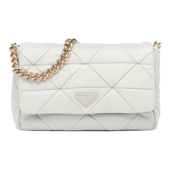 PRADA Soft Sheep Leather Crossbody Bag Shoulder Bag Women's White