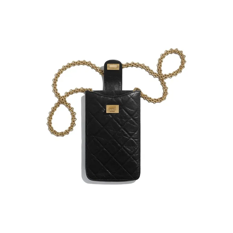 CHANEL Calfskin Cell Phone Pouch Women's Black-2
