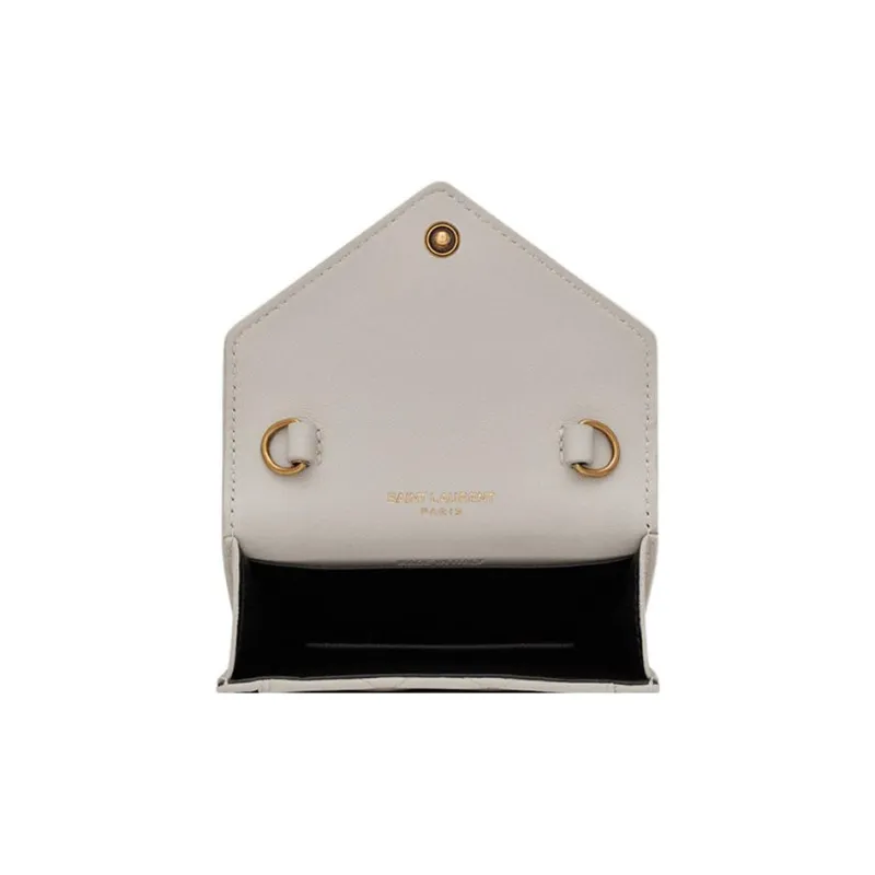 SAINT LAURENT GABY Quilting Lambskin Clutches Shoulder Bag Crossbody Bag Extra Mini Women's White-4