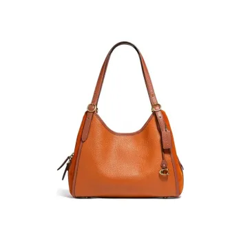 COACH Lori Suede With Leather Handbags Shoulder Bags Women's Canyon Russet