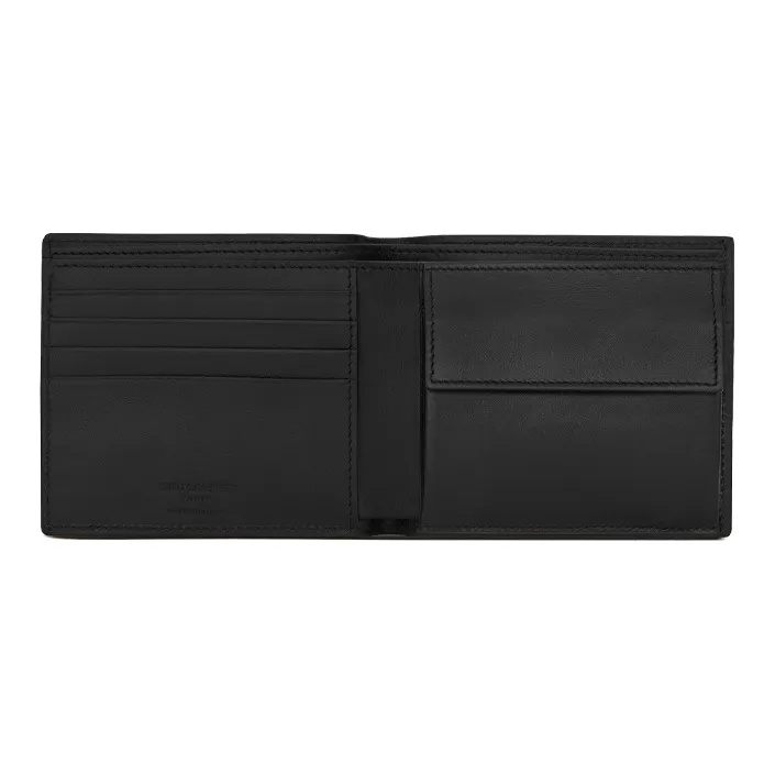 SAINT LAURENT Smooth Leather Wallet Men's Black-3