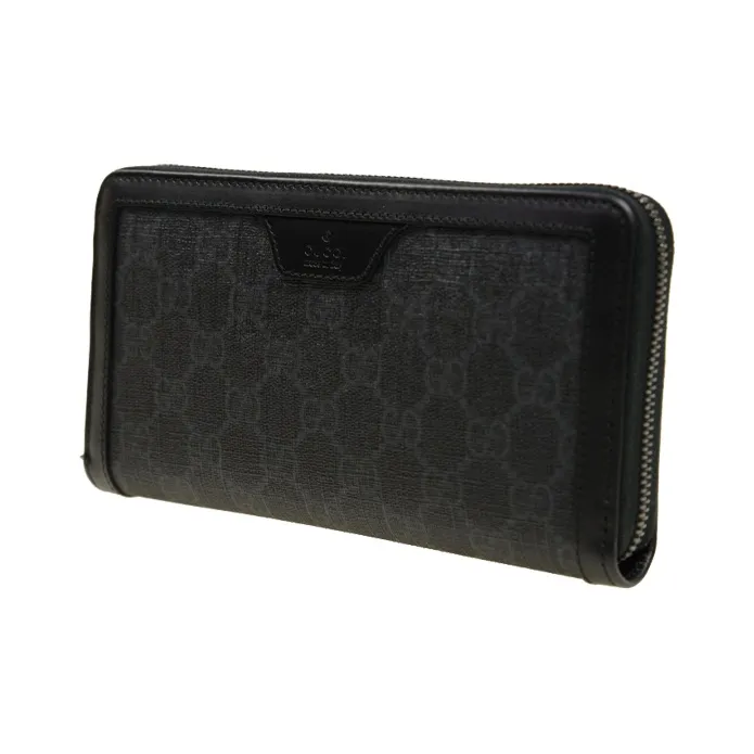 GUCCI Coated Canvas With Leather Wallet Regular Unisex Black Gray Color-1