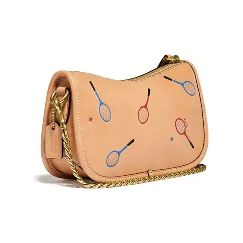 COACH Swinger Leather Handbag Trumpets Women's Beige Brown-1